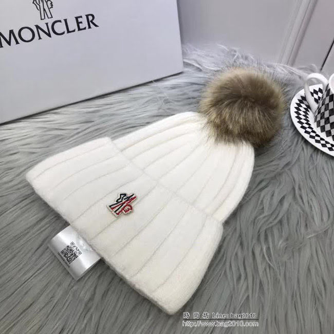 MONCIER蒙口 專櫃新品 原版高端狐狸毛球羊毛+兔絨 時尚百搭針織帽 LLWJ7892